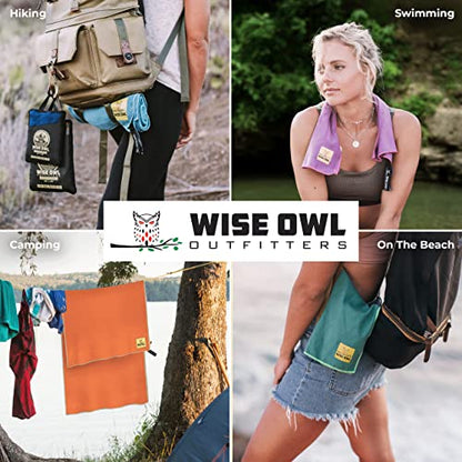 Wise Owl Outfitters Microfiber Camping Towel - Quick Dry Towel for Travel, Backpacking, Hiking, Beach, Gym & Yoga - Compact, Fast Drying & Lightweight - color: Marine Blue, size: Large (24x48) + Washcloth (12x12)