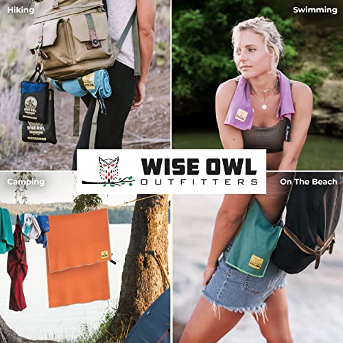 Wise Owl Outfitters Microfiber Camping Towel - Quick Dry Towel for Travel, Backpacking, Hiking, Beach, Gym & Yoga - Compact, Fast Drying & Lightweight - color: Dark Green, size: X-Large (30x60) + Washcloth (12x24)
