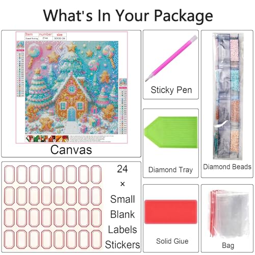 Shouruihua Quirky Gingerbread House & Candyland Diamond Art Kits | Candy House, Gem Art, Diamond Dotz Kits, Diamond Dots, Full Round Drill Diamond Painting Kits for Adults, 11.8x11.8 in - color: Candyland