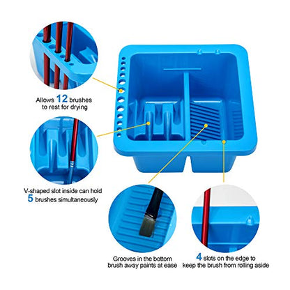 MyLifeUNIT Paint Brush Cleaner, Paint Brush Holder and Organizers for Acrylic, Watercolor, and Water-Based Paints (Blue) - color: Blue