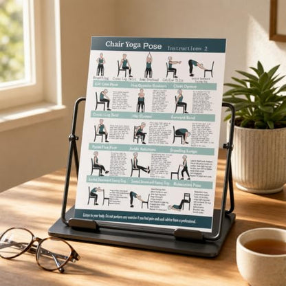Chair Yoga Exercise Posters 4 Pack Seated Workout Charts for Seniors Beginners 8x10 Inch Fitness Guides for Flexibility Strength Physical Therapy Home Use (Green)