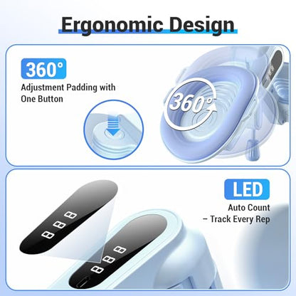 Thigh Trainer with Resistance Adjustment, Pelvic Floor Exercise Devices with LED Display, Inner Thigh Exerciser with Soft EVA Padding, Kegel Exerciser for Women Home, Blue