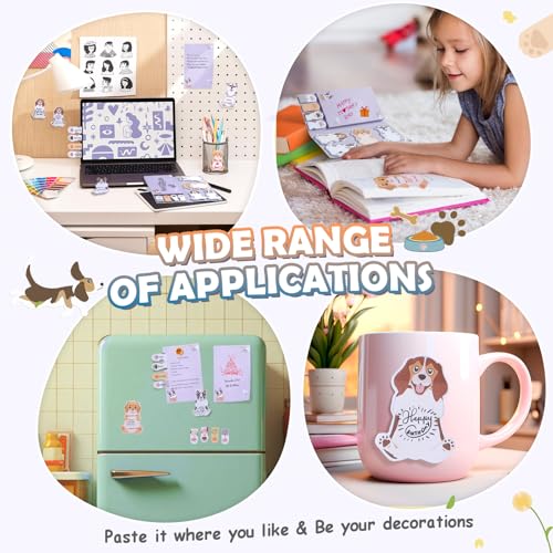 Hommie Cute Sticky Notes, Dog Sticky Notes Set Planner Dividers Self-Stick Notes Pads Animal Divider Tabs Bundle Writing Memo for Dog Lovers Home Office School Supplies - color: Dog(purple Background)