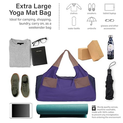 JoYnWell Yoga Bags and Carriers Fits All Your Stuff, Extra Large Yoga Mat Bag Full Zip Yoga Mat Bag with 3 Zipper pockets - color: Raisin-Purple