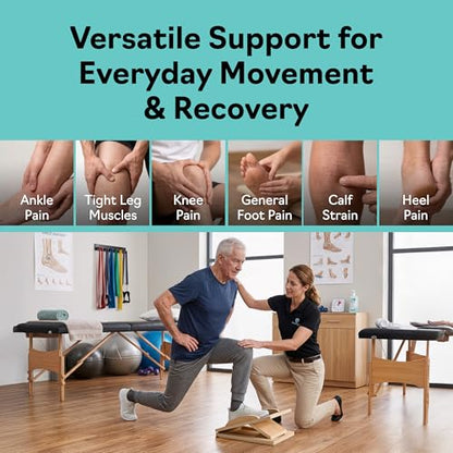 Slant Boards for Exercise, Wooden Slant Board, Calf Stretch Board with 7 Incline Angles, Velour Board, Balance Board & Calf Stretcher, Portable Incline Board for Physical Therapy, Ankle Mobility, Heel & Knees - color: Natural