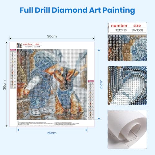 Bowetile Dog Diamond Art Kits for Adults Beginners, 5D Diamond Painting Boy Kiss Kits, DIY Full Round Drill Diamond Dots Paintings Picture Gem Art Craft Gifts for Home Wall Decor 12x12 Inch - color: Child and dog