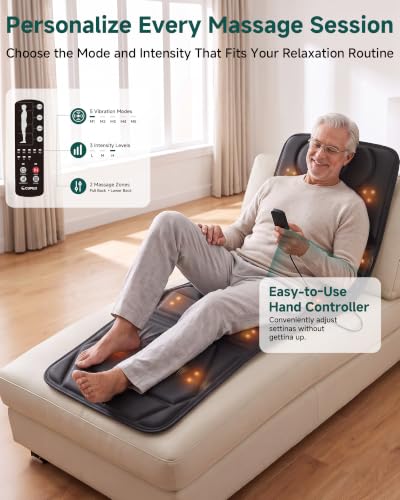 Snailax Full Body Massage Mat with Heat, 10 Motors Vibration Massage Pad
