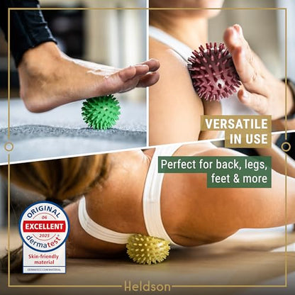 HELDSON Spiky Massage Ball Set 3 Pcs – Foot Massage Balls Soft to Hard