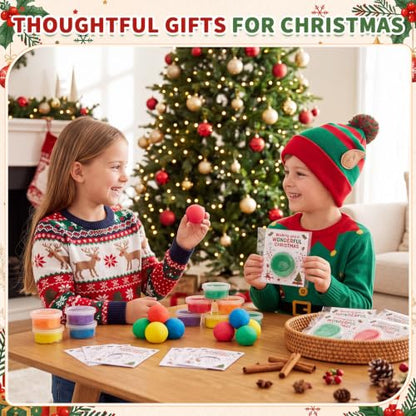 VioraWhite 48 Pcs Wonderful Christmas Air Dry Clay Set with Card and Gift Bags DIY Magic Gifts Clay Model Arts and Crafts Gift Graduation Party Favors Prizes for Kids Students Children Classroom - style: Wonderful Christmas