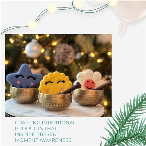 Ohm Store Pure Bronze Tibetan Singing Bowl Set — Children's Musical Percussion Instrument for Meditation and Mindfulness Practices — Little Ohmies Skye Character Pillow and Bronze Sound Bowl - style: Skye