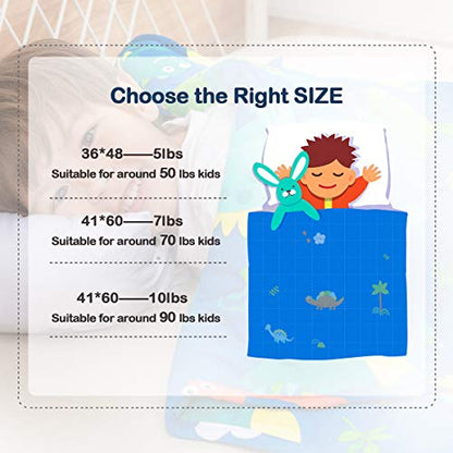 Sivio Cotton Weighted Blanket for Sleeping, 41"x60" 10 lbs, Blue Dinosaur - color: Blue Dinosaur, size: 41"x 60" 10lbs