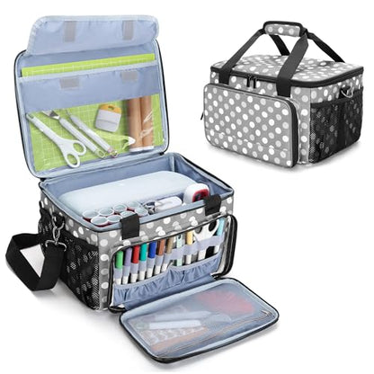 LUXJA Craft Carrying Case Compatible with Cricut Joy Xtra, Polka Dots | Multi Compartment Storage Bag Holds 8.5 x 12 Inch Cutting Mat & Craft Accessories - color: Polka Dots