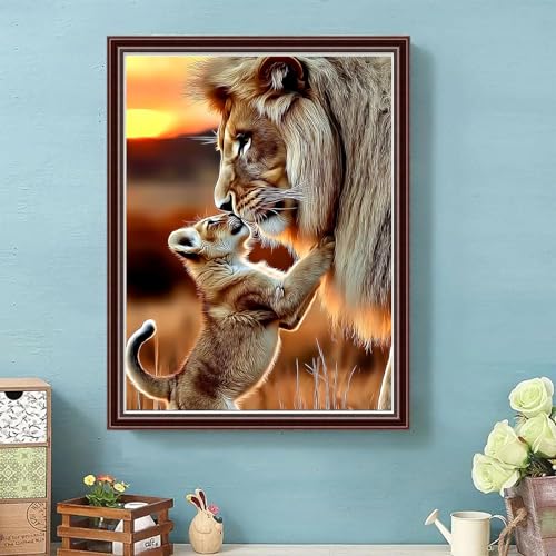 Jiqinsiye Lion Adult Paint by Number Kits,Animal Painting Kits on Canvas,Large Color by Numbers Watercolor Gifts for Friends Home Wall Decor - color: lion