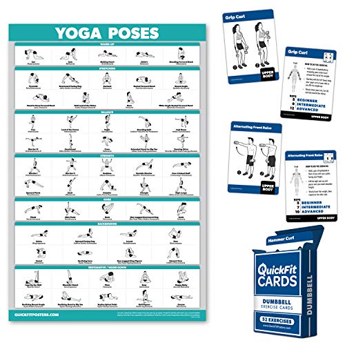 Palace Learning 2 Pack: Yoga Poses Laminated Poster + Dumbbell Exercise Playing Cards