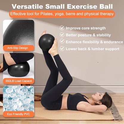 Tsikavo Pilates Ring, Pilates Ring Circle and Ball Set, 12 Inch Magic Circle Pilates Ring,9 Inch Small Exercise Ball,Resistance Bands Set, Home Pilates Equipment for Women - color: Black