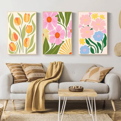 Mandun 3 Pack Paint by Numbers Kit for Adults with Frame, Easy Flower Paint by Numbers, Adult Gift Craft Kits 7.8x11.8 Inch with Frame and Easel - color: 3 Pack Simple Flowers