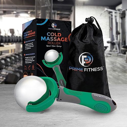 PRIME Fitness Cold Massage Roller Ball | Cold Therapy | Ice Roller Ball with Handle | cryo Stick | Relieve Muscle Pain (Green) - color: Green