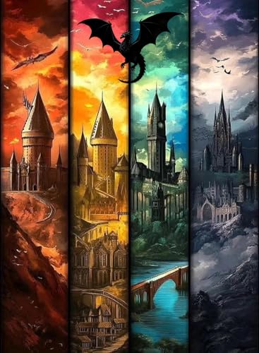 Castle Paint by Numbers Kit for Adults Framed Canvas 12X16in, Frameworkless | Easy Adult Paint by Number Kits on Canvas DIY Magical Castle Painting for Beginners Art by Numbers for Home Wall Decor Gift - color: YH03246