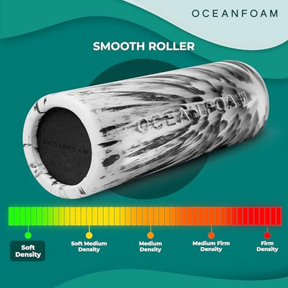 Oceanfoam Stretch & Relax Foam Roller Bundle (Set of 2) – Soft Foam Rollers for Gentle Muscle Rolling, Stretching, Mobility, Yoga & Recovery (Miami Blue/Black Marbled)