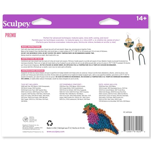 Sculpey Premo 24 Color Sampler, Polymer Oven-Bake Clay for Jewelry Making | Premium non-toxic modeling clay kit. Includes 1lb 8oz assortment of multi-color packs for professional artists and DIY