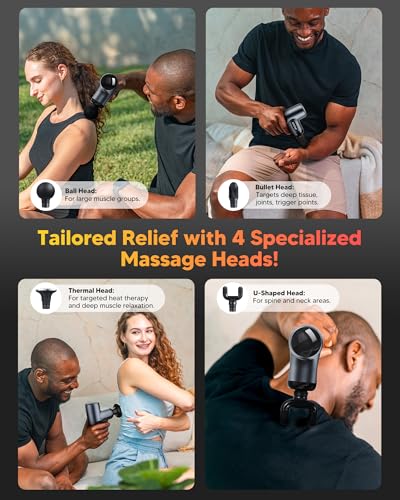 arboleaf Mini Massage Gun with Heat, Percussion for Pain Relief, Portable - color: Carbon Gray