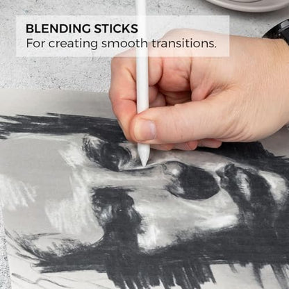 Artists Charcoal Drawing Set | 24-piece Gift Tin Set | The Ideal Starter Set