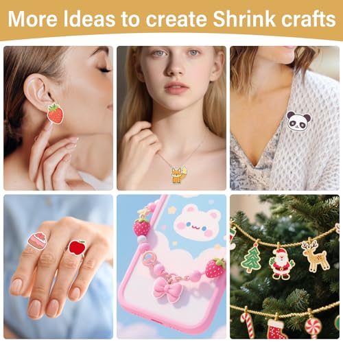 161 Pcs Shrink Paper Keychain Kit,30 Shrink Plastic Sheets for Teens | Includes 7.9 x 5.7 inch sheets,hole punch,lobster clasps and jump rings for coloring,keychains and charms