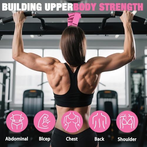 Pull Up Assistance Bands Set, 300 lbs Max Heavy Duty Resistance Bands with Adjustable Strap, Non-Slip Handle & Door Anchor, Full Body Strength Training Workout Equipment for Home Gym Fitness - color: Pink