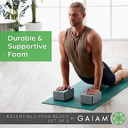 Gaiam Yoga Block - Supportive Latex-Free Eva Foam - Soft Non-Slip Surface with Beveled Edges for Yoga, Pilates, Meditation - color: Black, style: 2 Blocks