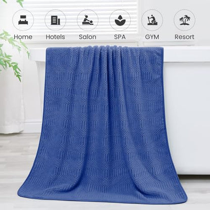 JML Microfiber Bath Towels, Navy, 30" x 60", 2 Pack - color: Diamond Cross Grid Navy, size: 2 Pack (30 in x 60 in)