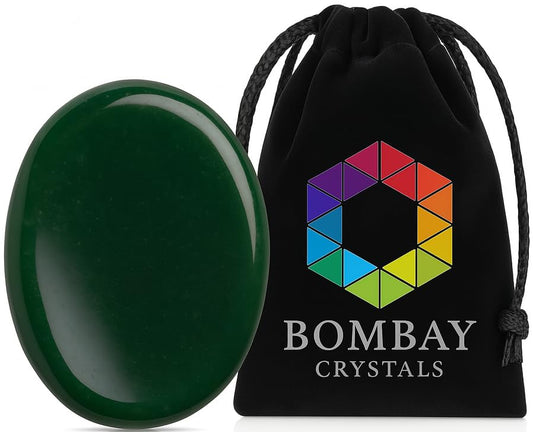 Natural Polished Thumb Palm Crystal for Meditation, Green Jade Worry Stone for Stress Relief, Anxiety Support & Pocket Reiki Healing - color: Green Jade