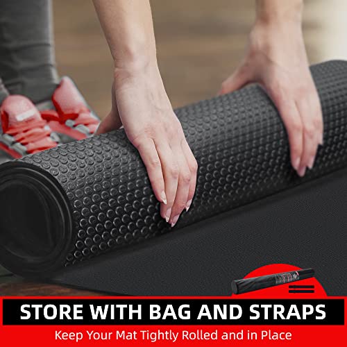GymCope Large Exercise Mat for Home Workouts, 12x6/10x6/9x6/8x6/7x5/6x4 ft - color: 10'*6'Black