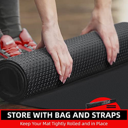 GymCope Large Exercise Mat for Home Workouts, 12x6/10x6/9x6/8x6/7x5/6x4 ft - color: 10'*6'Black