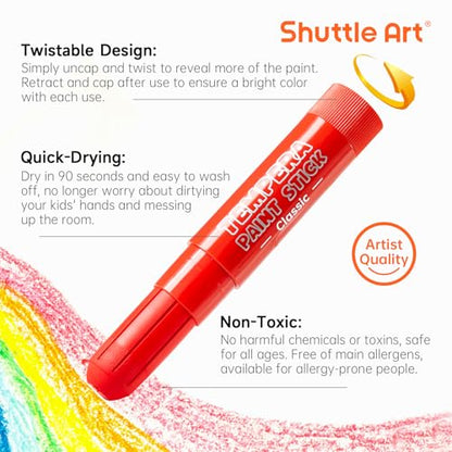 Shuttle Art Tempera Paint Sticks 32 Colors, Kids Safe, Washable Mess-Free (Pack of 2) - color: Multicolor