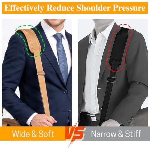 GNEGNI Replacement Shoulder Strap with Fixed Pad, Adjustable Heavy-Duty Crossbody Strap with 360° Metal Swivel Hooks for Laptop, Messenger, Duffel & Tool Bags (Khaki) - color: Khaki