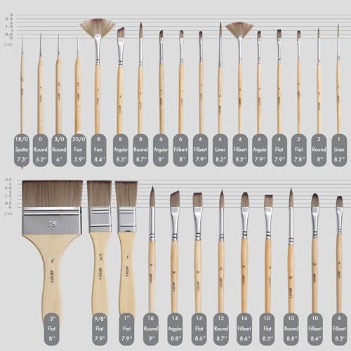 ARTIFY 30 Pieces Professional Paint Brush Set – Expert Series Synthetic Nylon Brushes for Acrylic, Oil, Watercolor, Gouache – No Shedding, Canvas Roll Case & Palette Knife, Artist Gifts Art Supplies - color: Wooden