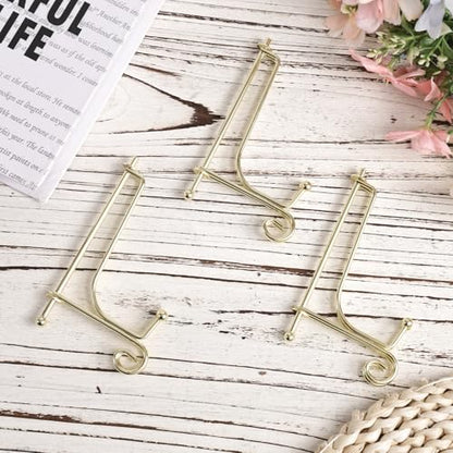 3pcs Plate Holder Easel Display Stand, 4.17x2.56in/10.6x6.5cm Metal Displaying Stand Table Decorative Easel for Tabletop Picture Frames Photos Wedding Cards Sign Posters Cavas Decorative(Gold )