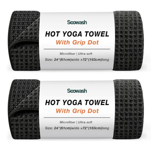 Hot Yoga Mat Towel, Non-Slip Grip Microfiber 24x72in - color: Black, size: 24 inch X 72 inch