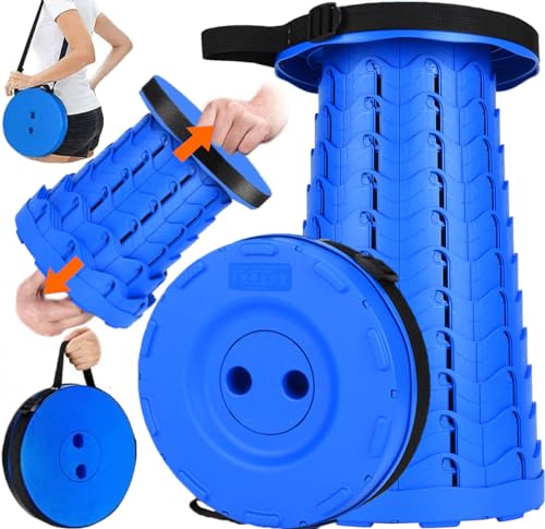 Fishboy Collapsible Stool for Adults, Portable Folding Camping Seat, 400lbs - color: All Blue