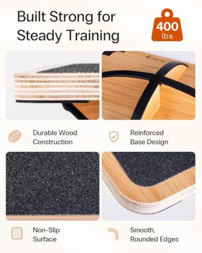 StrongTek Wooden Balance Board, Basic Rocker or Advanced 360° Wobble - color: Extra Large-Advanced-360° Rotation