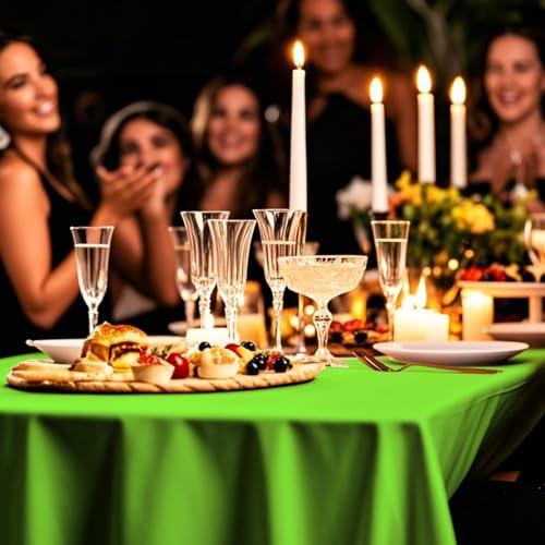 54IN X 320FT Plastic Table Cover Roll with Cutter Box, Cut to Size Plastic Table Cloths for Parties, Birthday, (Lime Green, 54"x3840"(Rectangular)) - color: Lime Green, size: 3840" x 54" (Rectangular)