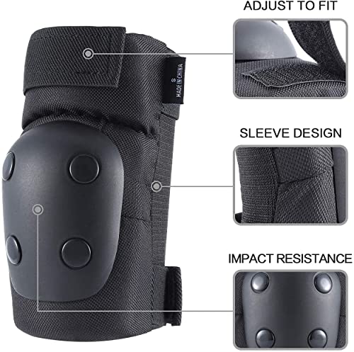Adult Knee Pads Elbow Pads Wrist Guards for Adult Kids 6 in 1 Protective Gear Set for Skateboarding Biking Roller Skating Cycling Outdoor Sports - color: Black, size: Small(22-80 lbs)