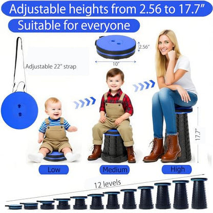 Fishboy Collapsible Stool for Adults, Portable Folding Camping Seat, 400lbs - color: Blue