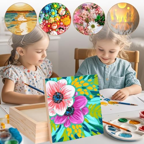FSWCCK 5 Pack 10 x 10 inch Wood Panel Boards, Unfinished Wood Canvas Panels for Crafts, Painting Canvas, DIY Art Projects, Pouring, Arts Use with Oils, Acrylics - size: 10"X 10" 5 Pack