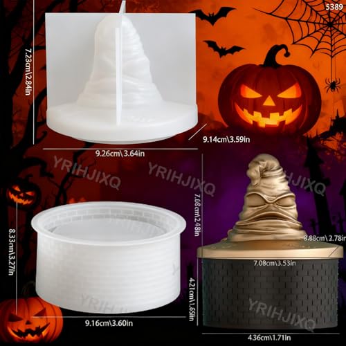 Resin Jar Mold with Lid Epoxy Resin Casting Mold | Halloween Hat Mold,Silicone Molds for Plaster,Candle Holder