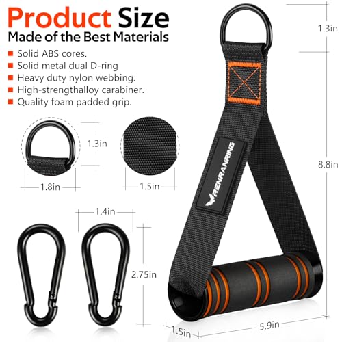 RENRANRING Gym Exercise Handles, Replacement Handle Attachments for Cable Machine Pulleys, Resistance Band and Strength Trainer, Pull Down Workout Accessories, Home Gym Add On Equipment - color: 1 Black-Orange
