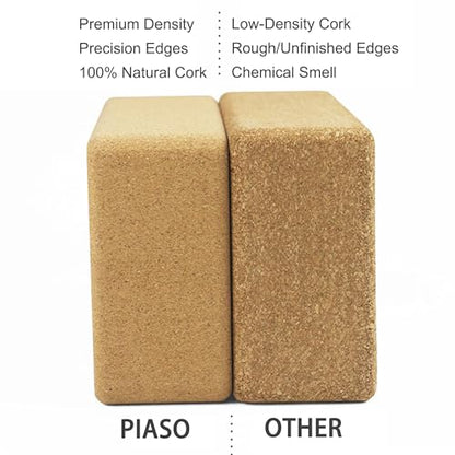 Cork Yoga Block 2 Pack for Pilates, Non-Slip & High Density Blocks