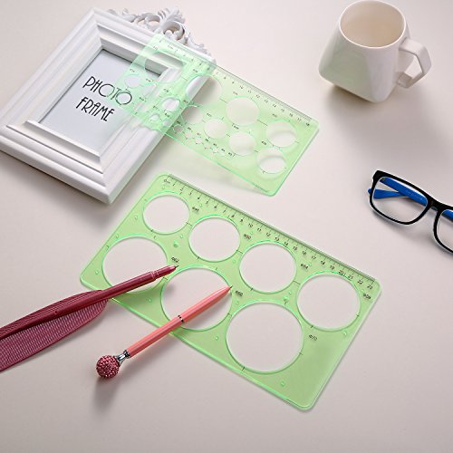 Hestya 3 Pieces Circle Template for Drawing 3 Sizes Circle Stencil Templates for Drafting Round Plastic Geometric Stencil for Office and School Building Formwork Drawings(Clear Green)