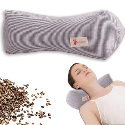 Neck & Cervical Pillows Buckwheat Pillow ，Neck Support Pillow Cervical Neck Roll Bolster Pillow，Neck Pain Relief for Back and Side Sleepers Round Pillows (Gray) - color: Gray