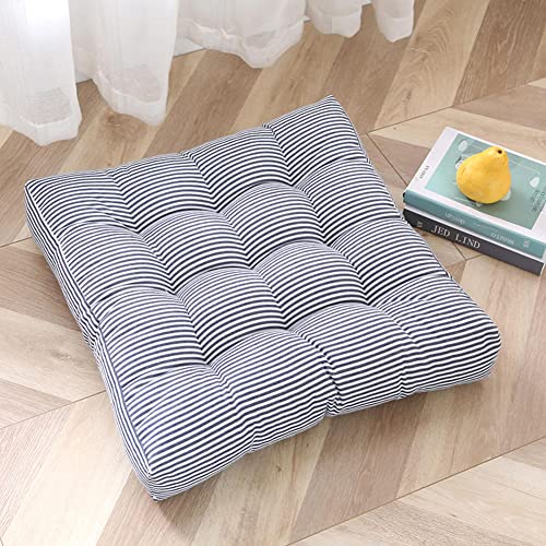 Tiita 22 Inch Square Floor Cushions, Floor Pillow for Sitting, Blue | Thick Tufted Indoor Outdoor Seat Cushions for Adults, Yoga, Meditation, Living Room and Balcony - color: (Square)|blue